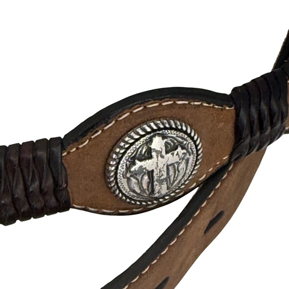 Ginnie Johansen Designs Accessories - Larry Mahan Western Leather Ranger Belt‎ Brown Cross Conchos Whipstitch 42